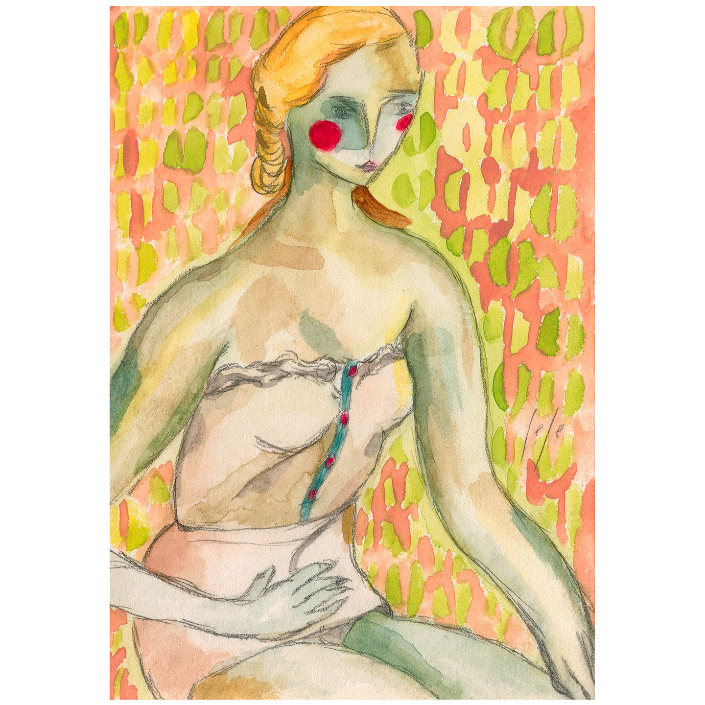 穿睡衣的女人_纸上水彩，14.8×20.9cm，2026