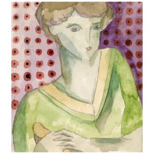 穿绿色衣服的女人_纸上水彩，14.8×20.9cm，2026