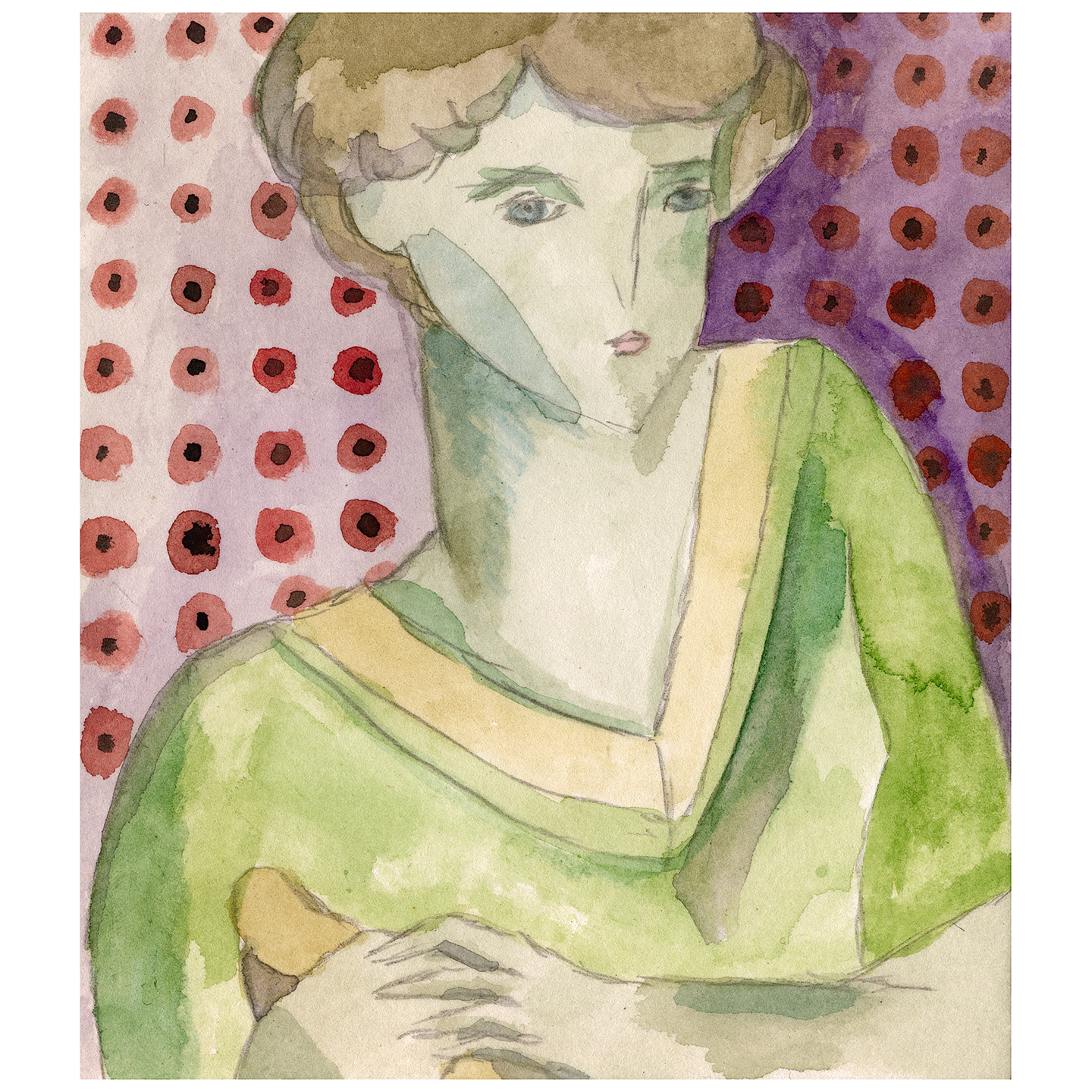 穿绿色衣服的女人_纸上水彩，14.8x20.9cm，2026