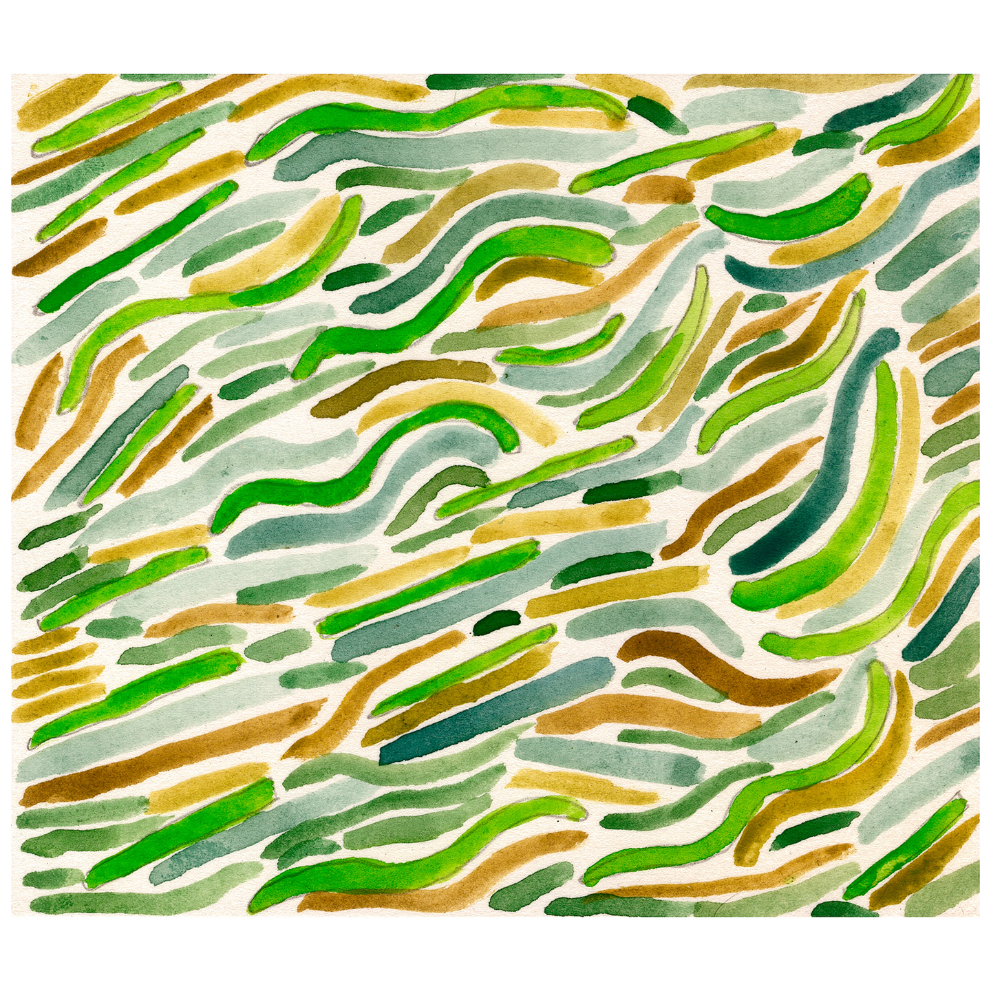 绿色和黄色的彩条_纸上水彩，14.8x20.9cm，2026