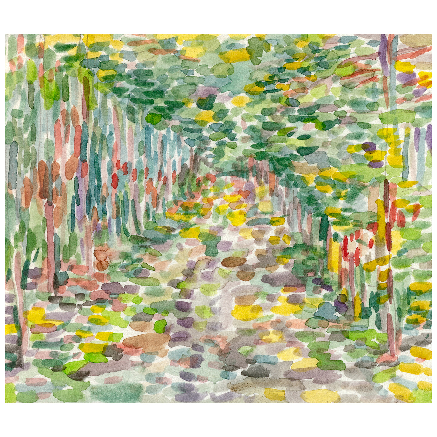 绿茵树丛_纸上水彩，14.8x20.9cm，2026