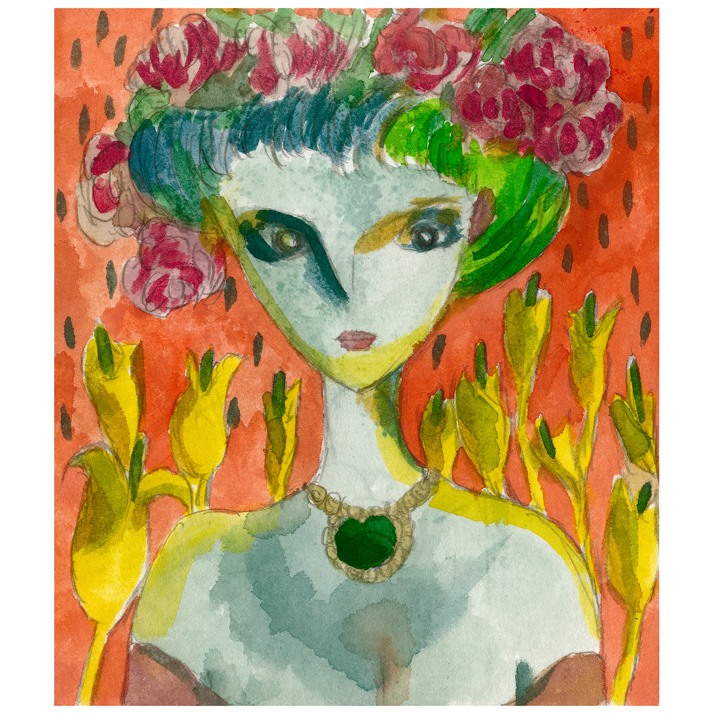 花丛中的少女_纸上水彩，14.8x20.9cm，2026