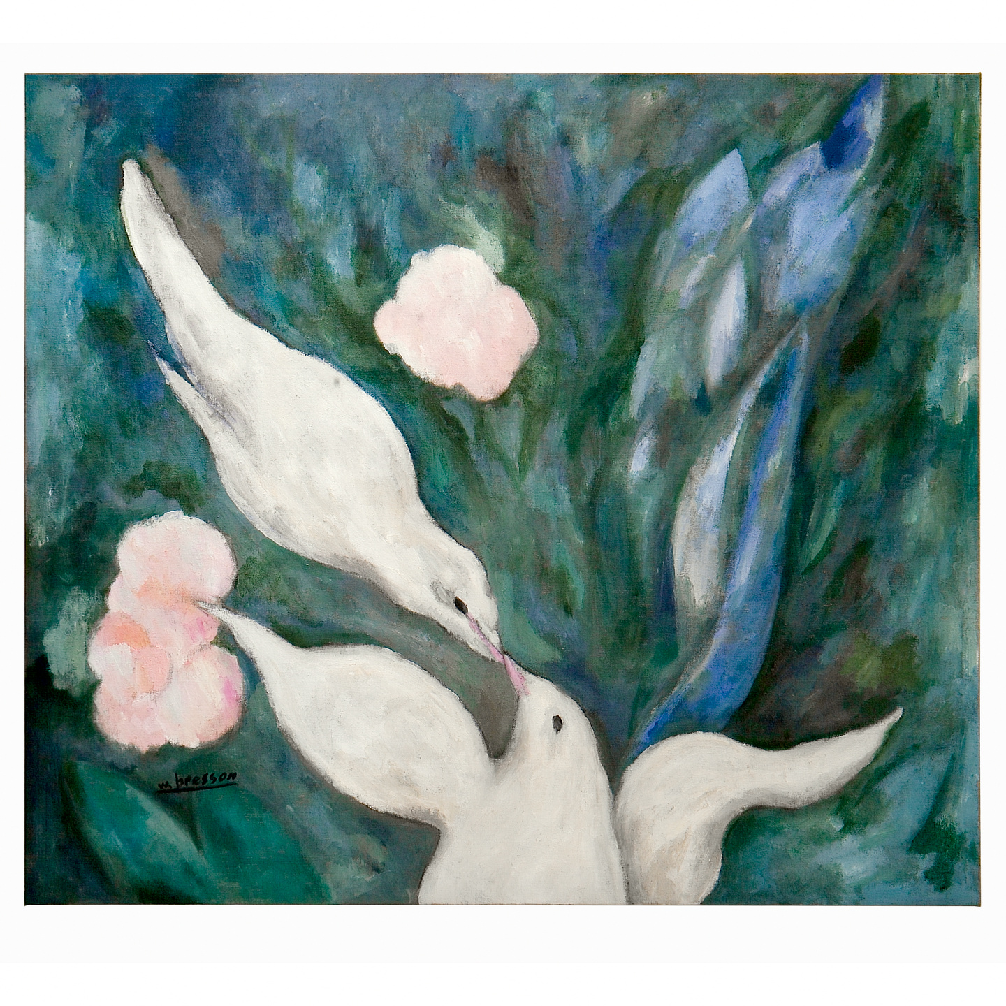 两只白鸽_布面油画，95x110x4.2cm，2026c