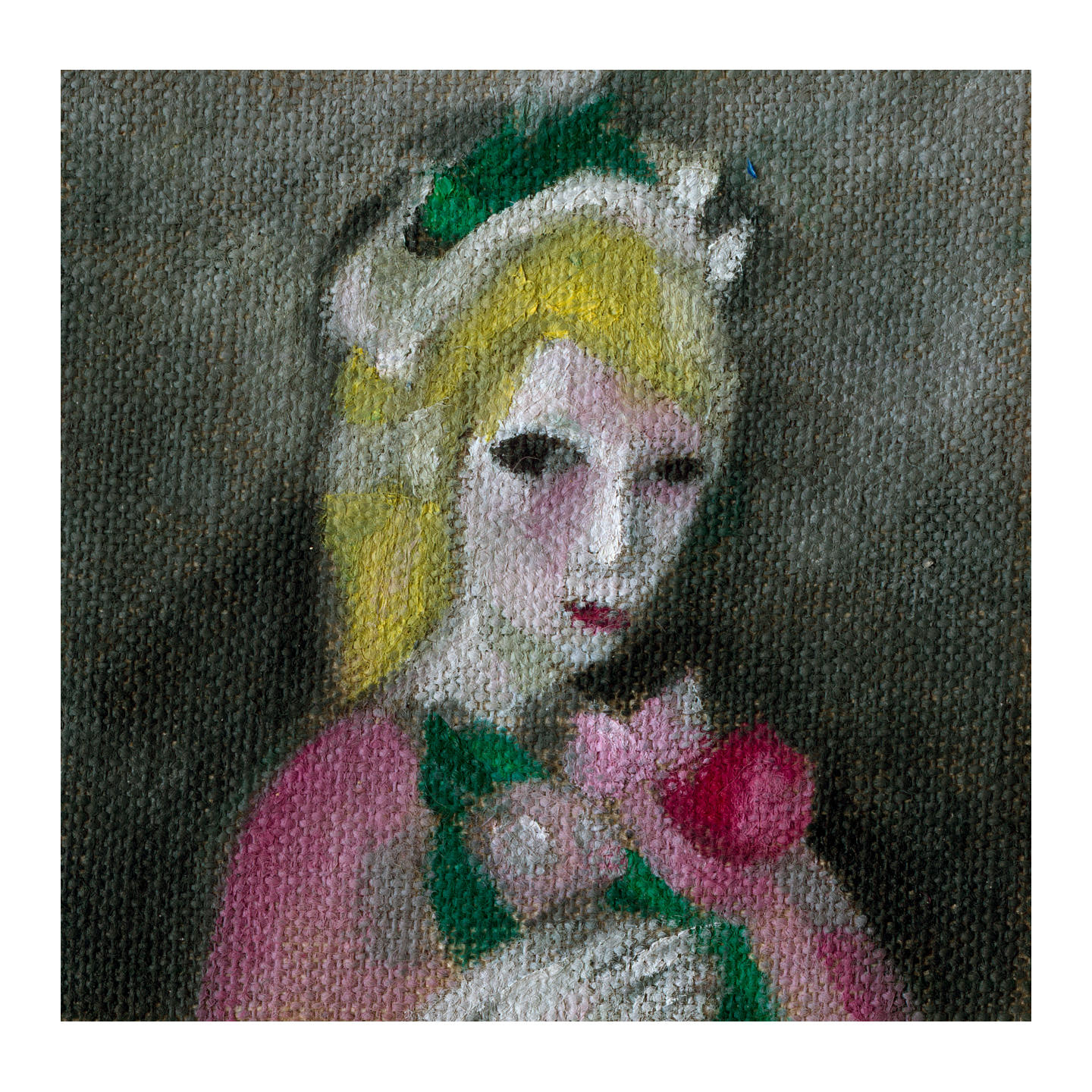 捧着鲜花的女人_布面油画，约8x8cm，2026