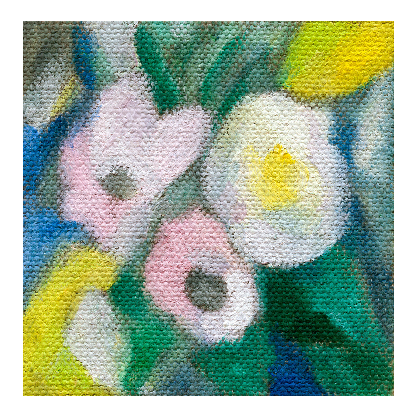 有黄色花蕊的花朵_布面油画，约8x8cm，2026