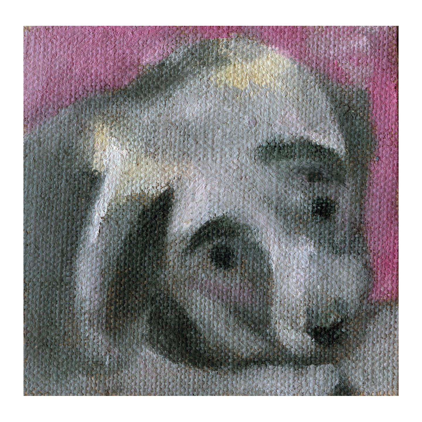 浅灰色小狗_布面油画，约8x8cm，2026