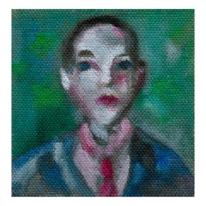 穿粉色衬衫的男人_布面油画，约8x8cm，2026