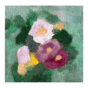 紫红色的花朵_布面油画，约8x8cm，2026